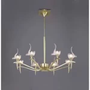 Viena round telescopic suspension 8 G9 bulbs, polished brass