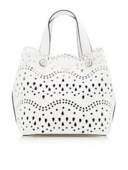 Dune London Daser Medium Laser Cut Tote Bag - White