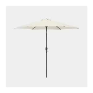 Vonhaus - 2.7m Tilting Garden Parasol - UV30+ - Outdoor Umbrella with Crank & Tilt Function - Ivory/Cream