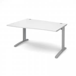 TR10 Left Hand Wave Desk 1400mm - Silver Frame White Top