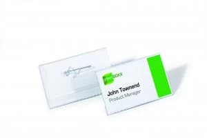 Durable Clear Name Badge With Pin 40x75mm Pack of 100 8008