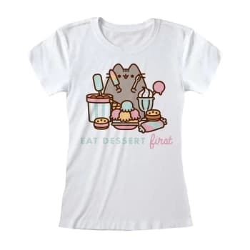 Pusheen - Eat Dessert First Womens Large T-Shirt - White