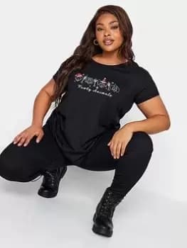 Yours Novelty Tee - Party Animals, Black, Size 16, Women