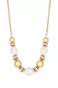 Gold White Enamel And Thread Wrapped Stacker Necklace