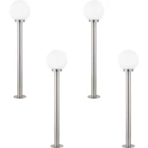 4 PACK IP44 Outdoor Bollard Light Stainless Steel & Orb 60W E27 1000mm Lamp Post
