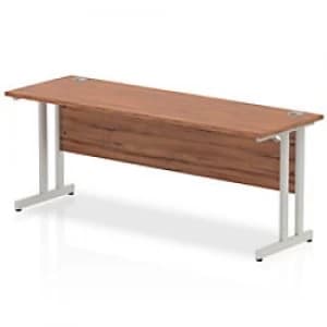 Impulse 1800/600 Rectangle Silver Cantilever Leg Desk Walnut