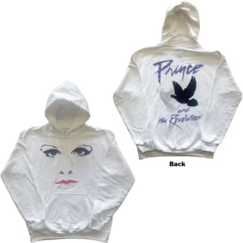 Prince - Faces & Doves Unisex Large Hoodie - White