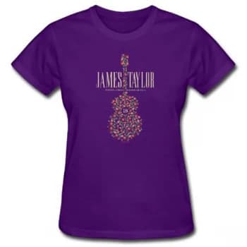 James Taylor - 2018 Tour Flower Guitar Ladies Small T-Shirt - Purple