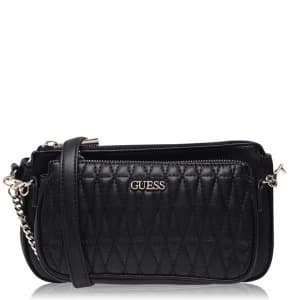 Guess Double Pouch Arie Crossbody Bag - BLACK BLA