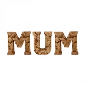 Hand Carved Wooden Flower Letters Mum