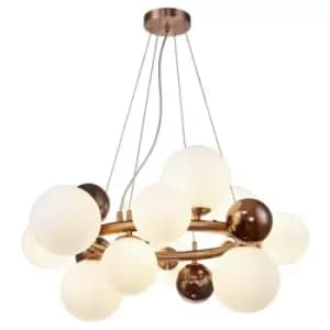 Luminosa Circular Pendant, 12 x G9, Copper, Opal, Copper Glass