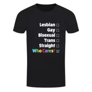 Grindstore Mens Lesbian, Gay Who Cares T-Shirt (L) (Black/White)