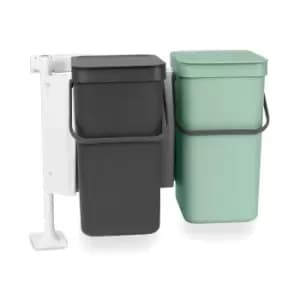 Brabantia Sort and Go Built in Bin 2 x 12L Jade Green Grey MultiColoured
