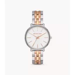 Michael Kors Womens Pyper Three-Hand Tri-Tone Stainless Steel Watch - Tri-Tone