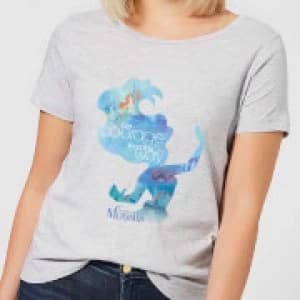 Disney Princess Filled Silhouette Ariel Womens T-Shirt - Grey - 3XL