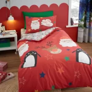 Bedlam Ho Ho Ho Red Duvet Cover & Pillowcase Set Red