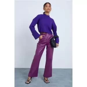 I Saw It First Purple Faux Leather Straight Leg Trousers - Purple