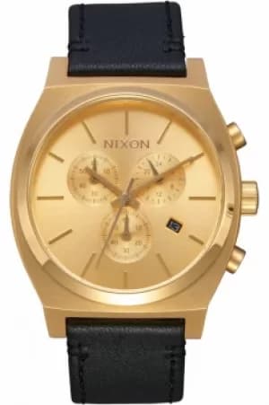 Mens Nixon The Time Teller Chrono Leather Chronograph Watch A1164-510