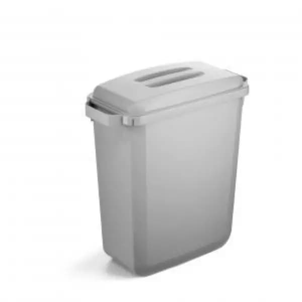 DURABIN Plastic Waste Bin 60 Litre Grey With Grey Lid & Black A5 EXR28398DR