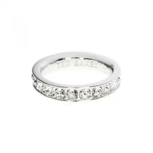 Ted Baker Ladies Silver Plated Claudie Narrow Crystal Band Ring Ml