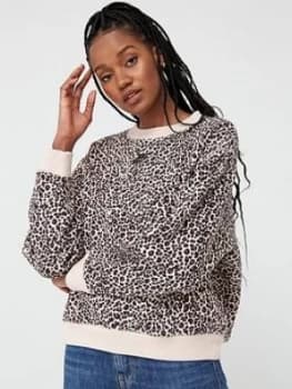 Nike NSW Animal Print Sweatshirt - Beige Size M Women