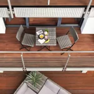 Tectake Trevi Rattan Folding Bistro Set - Grey