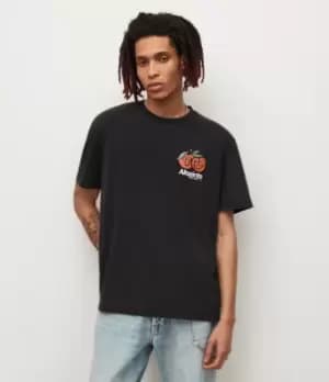 AllSaints Mens Mutual Crew T-Shirt, Black/Blue/White, Size: M