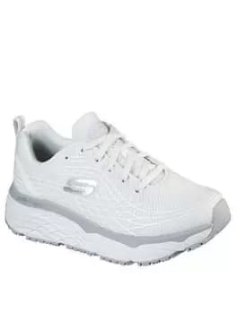 Skechers Haptic Printed Lace Up Max Cushioning Slip Resistant Outsole Trainer, White, Size 8, Women