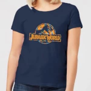 Jurassic Park Logo Tropical Womens T-Shirt - Navy - L