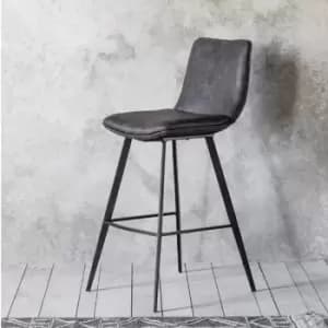 Gallery Direct 2x Palmer Grey Leather Bar Stool
