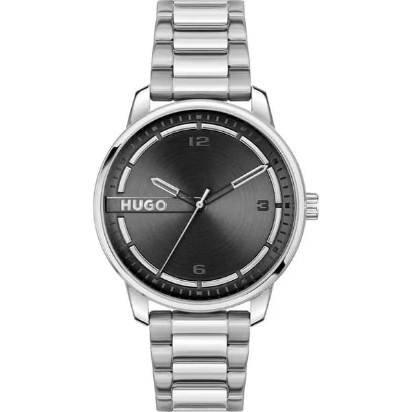 HUGO 1530364 Mens #Stamp (42mm) Black Dial / Stainless Watch
