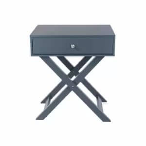 Options Blue X Leg 1 Drawer Bedside Cabinet Blue