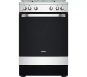 Hotpoint HS67G2PMX/UK 60cm Gas Cooker - Inox & Silver, Black,Silver/Grey