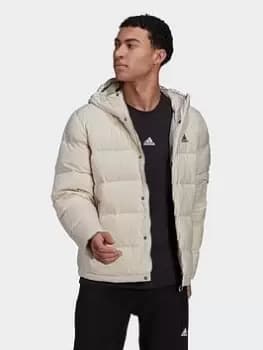 adidas Helionic Hooded Down Jacket, Beige Size M Men