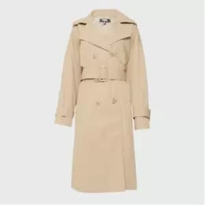 Missguided Petite Double Breasted Belted Trench Coat - Beige