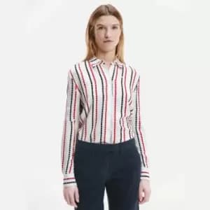 Tommy Hilfiger Womens Viscose Fleur Blouse - Polka Dot STP/White Ground - UK 12
