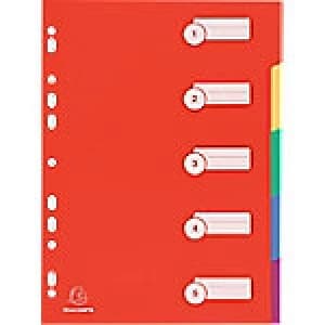 Exacompta Dividers 4905E A4 Multicolour 5 tabs 4 holes polypropylene blank