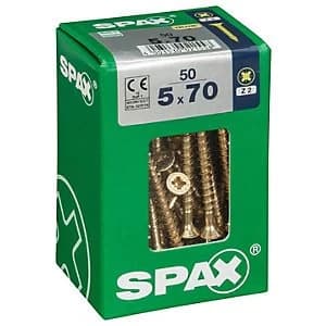 Spax PZ Countersunk Zinc Yellow Screws - 5 x 70mm Pack of 50