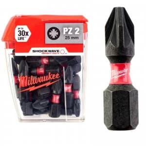 Milwaukee Shockwave Impact Pozi Screwdriver Bit PZ2 25mm Pack of 25