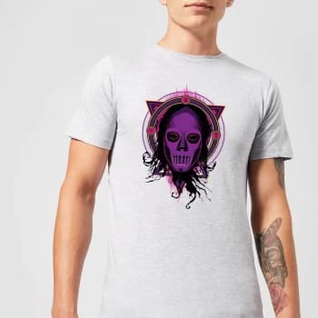 Harry Potter Death Mask 2 Neon Mens T-Shirt - Grey - XS - Grey