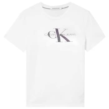 Calvin Klein Jeans Reflective Monogram T Shirt - YAF Bright WHT