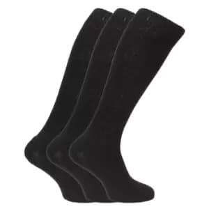 Mens Wool Blend Long Length Socks With Padded Sole (Pack Of 3) (UK Shoe 6-11, EUR 39-45) (Black)