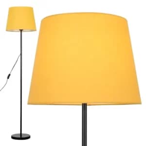 Charlie Black Floor Lamp with Mustard Aspen Shade