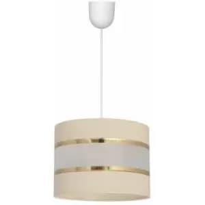 Helam Helen Cylindrical Pendant Ceiling Light Ecru, Gold, White 20cm