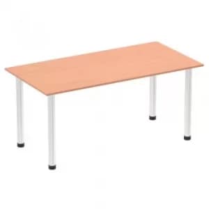 Impulse 1600mm Straight Table Beech Top Chrome Post Leg