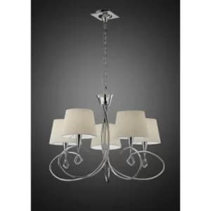 Mara pendant lamp 5 bulbs E14, polished chrome with ivory white lampshade