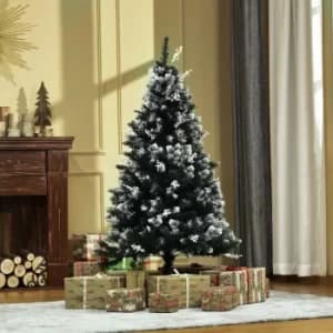 Christmas Time 5FT Artificial Snow Dipped Christmas Tree Xmas Pencil Tree Holiday Dark Green
