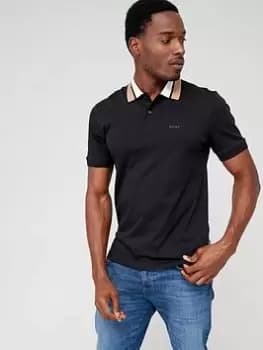 BOSS Parlay 173 Collar Detail Polo Shirt - Black Size M Men