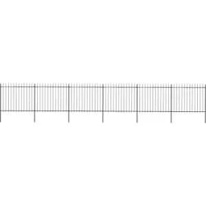 Garden Fence with Spear Top Steel 10.2x1.5 m Black vidaXL - Black