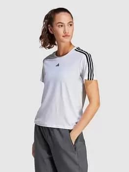 adidas Train Essentials 3 Stripe T-Shirt - White Size M Women